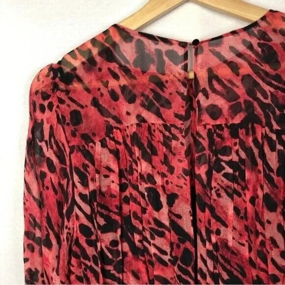 AllSaints Barre Ambient Red Animal Print Long Sleeve Mini Dress 6 - Picture 5 of 6